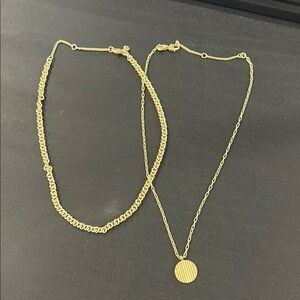 Gold Minimalist Necklace Set with Pendant and Chain